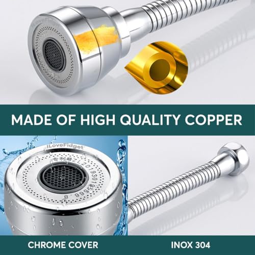 Kitchen Faucet Spray Head, Solid Brass and Stainless Steel, 360 Degree Rotatable Aerator – 3 Flow Mode Adjustable, High Pressure Booster, Anti-Splash, Water Saving Faucet Sink (All copper) - style: all copper