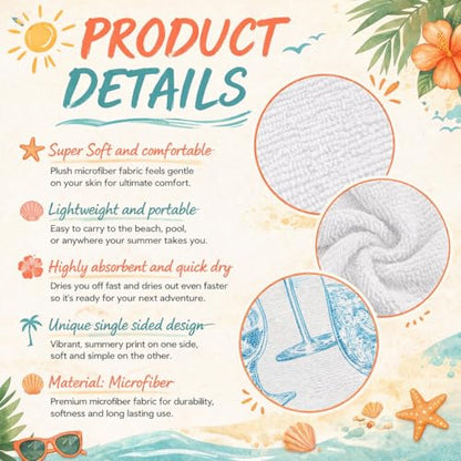 Personalized Striped Beach Towel with Custom Name, Quick Dry Microfiber Towel for Kids & Adults, Soft Pool & Swim Gift