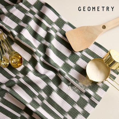 GEOMETRY Kitchen Tea Towels - Quick Dry Microfiber Dish Towels for Kitchen - Meadow 18" x 30" - 5 Pack - color: All Lined Up, style: Kitchen Towel - Quintuple