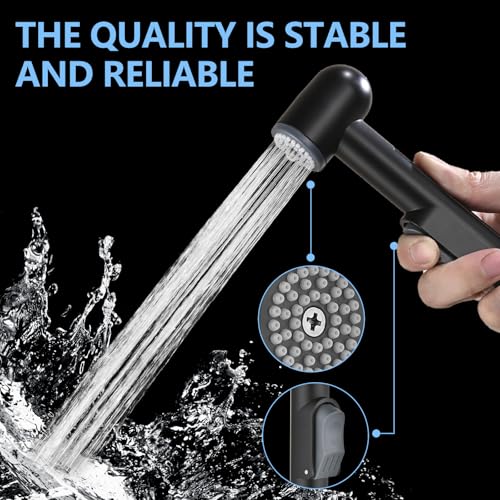 Matte Black Handheld Bidet Sprayer for Toilet - Durable ABS Bathroom Jet for Feminine Hygiene, Baby Cloth Diaper Washer & Pet Bathing - Lightweight Attachment with Hose, Easy DIY Installation