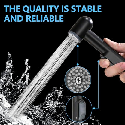 Matte Black Handheld Bidet Sprayer for Toilet - Durable ABS Bathroom Jet for Feminine Hygiene, Baby Cloth Diaper Washer & Pet Bathing - Lightweight Attachment with Hose, Easy DIY Installation