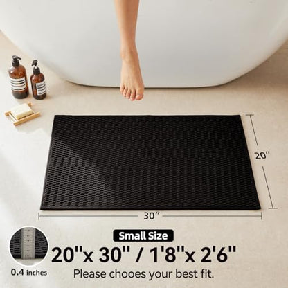 Triohero Bathroom Rugs Non Slip Washable, Super Absorbent Thin Bath Mat Small Quick Dry Low Pile Bathroom Rug, Black 20"x30" - color: Black, size: 20"x30"