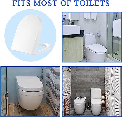 Toilet Seat D Shape Soft Close Quick Release Easy Clean Toilet Seat Replacement with Non-Slip Bumpers for Bathroom White