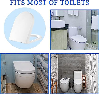 Toilet Seat D Shape Soft Close Quick Release Easy Clean Toilet Seat Replacement with Non-Slip Bumpers for Bathroom White