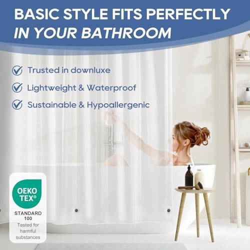 downluxe Clear Shower Curtain Liner with Hooks, Plastic Shower Liner, 36" W x 72" L Lightweight Shower Curtains for Bathroom(6 Hooks, 1PC) - color: Clear With Hooks, size: 36"W x 72"L (Pack of 1)