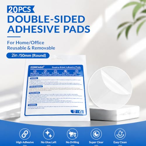 ZOMPAGO Heavy Duty Double Sided Mounting Circle Tape Picture Hanging 20PCS | Waterproof, strong high strength adhesion, removable no residue, shower applicable, durable wall mounting adhesive dots - size: 20PCS（Circle）