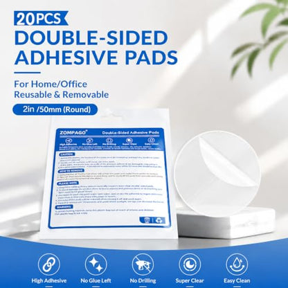 ZOMPAGO Heavy Duty Double Sided Mounting Circle Tape Picture Hanging 20PCS | Waterproof, strong high strength adhesion, removable no residue, shower applicable, durable wall mounting adhesive dots - size: 20PCS（Circle）