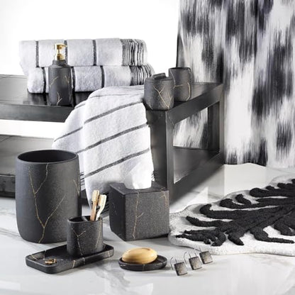 Nicole Miller - Tissue Box Cover, Resin Countertop Accessories, Dorm Room Essentials (Sydney Collection, Black/Gold) - size: Tissue Box Cover