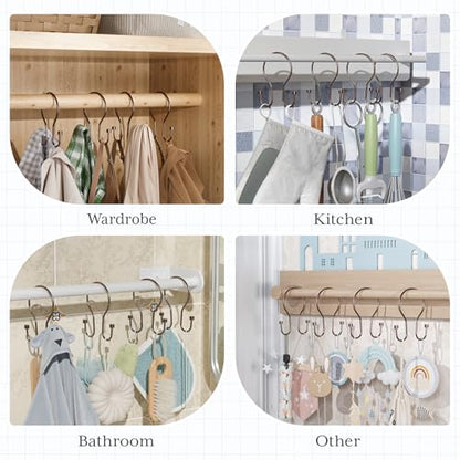 Bathway Shower Curtain Hooks Dark Gold Shower Curtain Rings with Cylindrical Design, 12Pcs Metal Shower Curtain Hooks Rust Proof, Smooth Glide Double Shower Hooks Rings for Shower Curtain - color: Bronze, style: Minimalist Shower Hooks with Cylinders