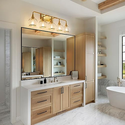 Gold Bathroom Vanity Light 5-Lights Bathroom Light Fixtures Over Mirror with Clear Glass Shade 39.2 inch Wall Sconce Lighting Bath(Exclude E26 Bulb) - color: Gold, size: 5 Light