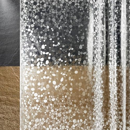 Clear Plastic Shower Curtain Liner, 3D Pebble, 70x72 in, 1 Pack | 100% waterproof, PEVA, modern 3D pattern, 12 rust-free pouch holes, fits standard tubs, for home, hotel, dorm - color: Pebble-clear