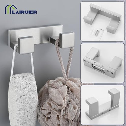 Lairuier Brushed Nickel Bathroom Hardware Accessories, 4PCS Towel Bar Set | Including Towel Bar,Towel Holder, Toilet Paper Holder, Towel Hook, SUS304 Stainless Steel Bathroom Towel Holder Hardware Set - color: Brushed Nickel, size: Set B