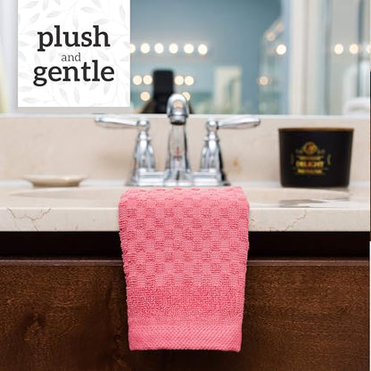 GREEN LIFESTYLE 12x12 inches Checker Washcloths 6 Pack, Soft, Durable, Highly Absorbent and Luxurious (Pink) - color: Pink