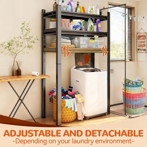 Over The Washer and Dryer Storage Shelf, Height-Adjustable 4-Tier Metal Heavy Duty Over The Washer, Organizer Rack for Washer Dryer, Laundry Room Organizer Rack, Multi-Functional Storage Shelf - size: 54.3"Hx 15.7"W x15.7"D