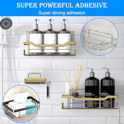 Shower Caddy Adhesive Replacement, Adhesive for Shower Caddy, Strong Shower Adhesive Strips Waterproof Transparent, No Drill Needed Holds 45 lbs for Bathroom Storage Shelves,Kitchen Racks-3PCS