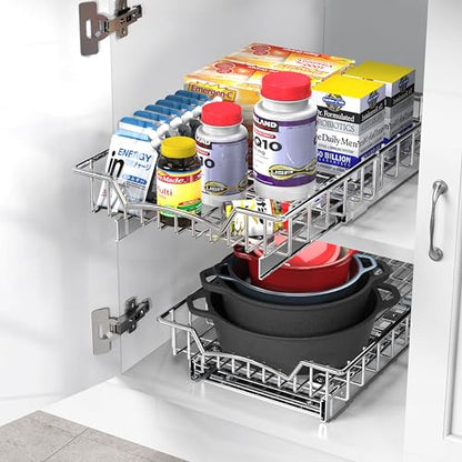 Simple Houseware Under Cabinet Pull Out Sliding Shelf Drawer, 18Dx11W | for Kitchen Organizer - size: 18" D x 11" W