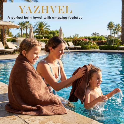 Bamboo Viscose Bath Towel Set Terry - Pack of 6 - Brown - 30 x 60 in – 60% Viscose Derived from Bamboo 40% Cotton – 730 GSM Plush & Soft Feel - Oeko-TEX Certified - Spa-Luxe Drying Comfort - color: Brown
