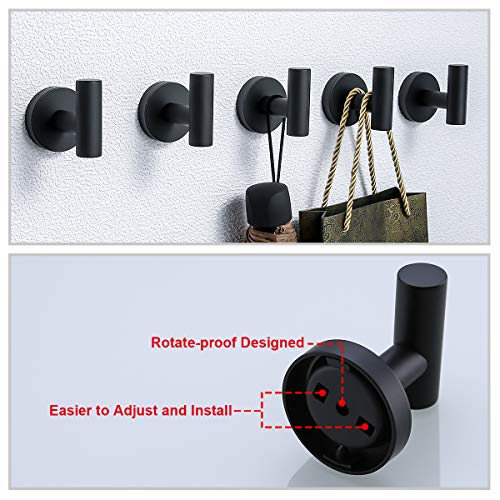Matte Black Towel Hooks,2 Packs Wall Mount Towel Holder, Wall Robe Hook for Bathroom,Heavy Duty Stainless Steel Hook Hanger for Robe, Bath Towel, Coat(Drilling) - color: Matte Black
