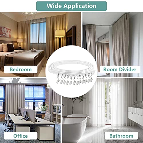Ceiling Curtain Track, Flexible Bendable Curtain Track 20 Ft Curved Curtain Rail Ceiling Wall Mount Silding Ceiling Track Set System for Bay Window, Room Divider - color: White, size: 20Ft