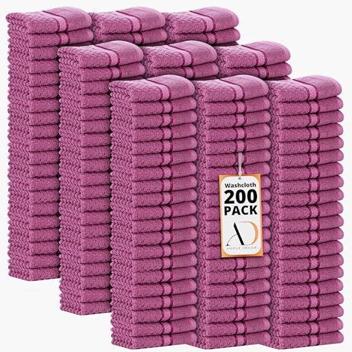100% Cotton Washcloths 12x12 Inches, Popcorn Textured, Soft & Absorbent, Quick Dry, Set of 200, Grape Purple - color: Grape Purple, size: Pack of 200