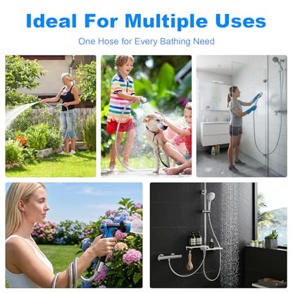 79-Inch Stainless Steel Shower Hose, FSDIYU Extension Replacement Hoses | Extra Long Flexible Anti-Kink Handheld Shower Head Hose with Universal G1/2 Insert for Pet Bathing, RV Cleaning, Bidet Hoses
