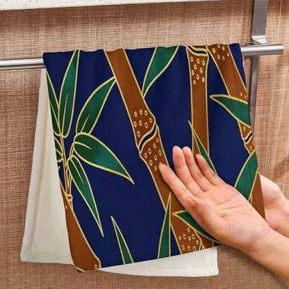 Bamboo Print Bath Towel Large Absorbent Bathroom Towel Reusable Soft Feel Fingertip Towels Lightweight Quick Dry Gym Towels Fashion Washcloths for Travel Camp Pool