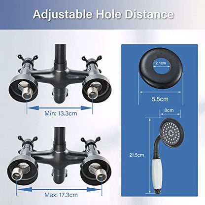 Shower System Matte Black Outdoor Shower Fixtures with 8 Inch Shower Head Handheld Spray and Tub Spout 2 Cross Handles Wall Mounted Shower Faucet Set for Bathroom or Backyard - color: Matte Black, style: Three Modes