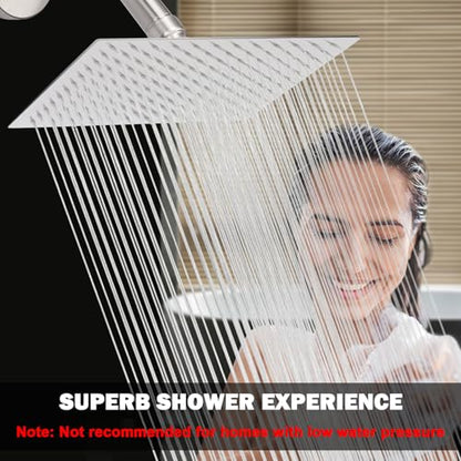 NearMoon Rain Shower Head, High Flow Stainless Steel Rainfall Shower, High Pressure Design, Awesome Shower Experience Even At Low Water Flow (12 Inch Rectangle, Brushed Nickel) - color: Brushed Nickel, size: 12*8 Inch