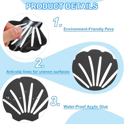 PATIKIL Bathtub Non Slip Stickers 3.54x2.76 Inch, 12 Pack Shell Safety Shower Floor Anti Slip Stickers with Adhesive Decals Scraper for Bath Tub Shower Floor Stair, Black - color: Black