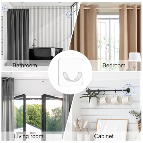 uxcell 4 Pack Shower Rod Holder, 0.87 Inch Adhesive Shower Curtain Rod Holder No Drilling Shower Rod Holders for Bathroom Bedroom, Clear(Rod Not Included) - size: 0.87 Inch