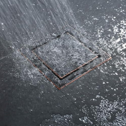 RANDOM Oil Rubbed Bronze Shower Drain Square with Removable Tile Insert Shower Drain Cover and Hair Strainer SUS 304 Stainless Steel 6 inch Shower Floor Drain - color: D-oil Rubbed Bronze-6″ Square