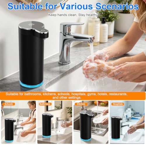 Automatic Liquid Soap Dispenser (Black Liquid Soap) | 12 oz/350ml Rechargeable, 4 Adjustable Liquid Levels, IPX5 Waterproof for Bathroom,Kitchen,Hotel - color: St-01 Liquid Black