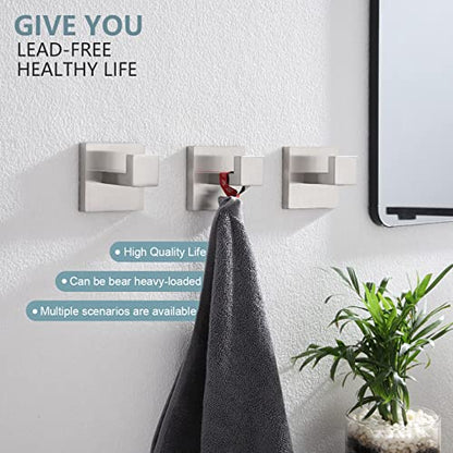 KOKOSIRI Bath Towel Hook Wall Mount Square Robe Hook Coat Hook Bathroom Kitchen Garage Heavy Duty SUS 304 Stainless Steel 3 Pack Brushed Nickel B1010BR-P3 - color: Brushed Nickel, size: 3 Pack
