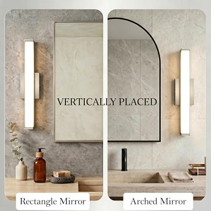 URSOLA 24" Modern LED Bathroom Light Fixtures, Brushed Nickel 3CCT Dimmable Bathroom Vanity Light Over Mirror, Bathroom Vanity Bath Bar Lights with Double Layer Acrylic Shade - color: Brushed Nickel, size: 24inch