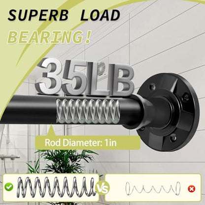 Shower Curtain Rod 31-88 In Spring Adjustable Pole Heavy Duty Matte Black Tension Rods Drilling and No Drilling Shower Rod for Bathroom Window Anti-Slip Never Rust - color: Matte Black, size: 31-88"