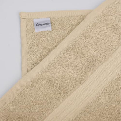 6 Pack Towel Set - 100% Cotton & Soft - Cozy, Luxury, Hotel Quality, Contains 2 Bath Towel (28" x 56"), 2 Hand Towels for Bathroom (16"x28") and 2 Wash Cloths (12"x12") - Beige - color: Beige, size: 6-Piece Bath Towel Sets