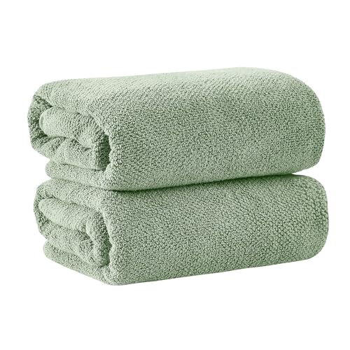 Great Bay Home 100% Cotton Oversized 2 Pack 68x35 Extra Large Towel Set - Absorbent, Quick-Drying, Durable Oversized Bath Sheets for Bathroom Décor (Eucalyptus) - color: 05 Eucalyptus, size: Bath Sheet (Pack of 2)