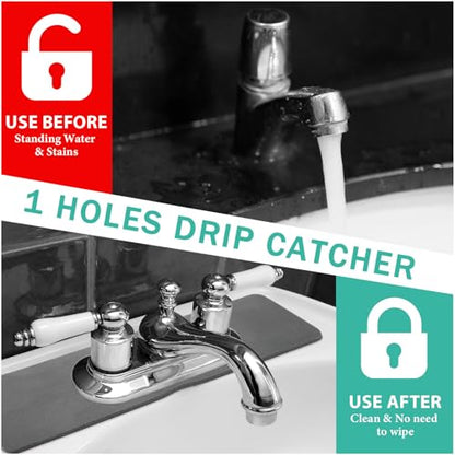 Tioncy 2 Pcs Faucet Mat Sink Splash Guard Oval-hole Oval Splash Pad for Kitchen Sink Oval Base Diatomite Faucet Mat for Bathroom Absorbent Mat Splatter Screens(Dark Gray) - color: Dark Gray