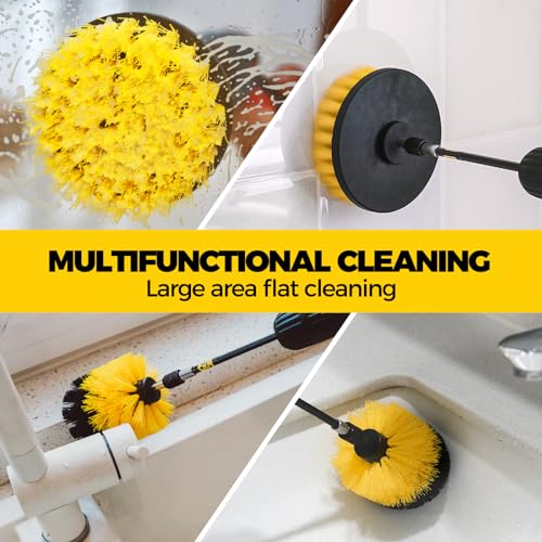 Holikme 6 Pack Drill Brush Attachment Set, Extended All Purpose Cleaning | Includes Extended Long Attachment & Crevice Corner Brushes. For Bathroom, Grout, Floor, Tub, Shower, Tile, Kitchen, Car