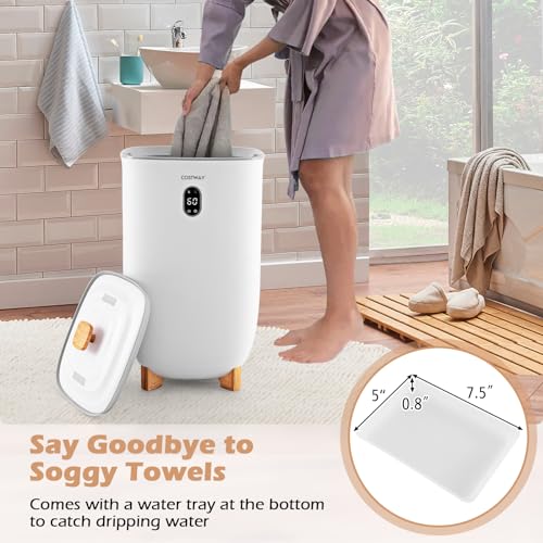 COSTWAY Large Towel Warmer for Bathroom, 35L Towel Heater & Dryer Combo with Fragrant Disc Holder, Blanket Warmer with Timer, Auto Shut Off, Fits 4 Oversized 45" x 70" Towels, Bathrobes & PJ's - size: 35L