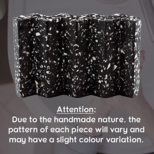 Tapeera Zig Zag Terrazzo Stone Soap Dish for Bathroom Sink - Concrete Soap Saver for Bar Soap Holder for Shower - Sponge Holder - Self Draining Soap Dish Holder - Kitchen Soap Tray (Black) - color: Black