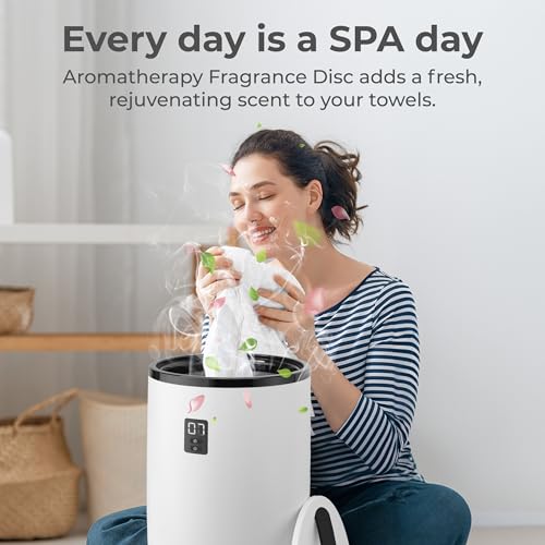 SereneLife Towel Warmer Bucket Style – Portable Blanket Heater for Spa and Bathroom, Large Capacity, Customizable Fragrance, Auto Shut-Off, Fits 2 Large Towels or Blankets, One-Touch Control, Black - color: Black