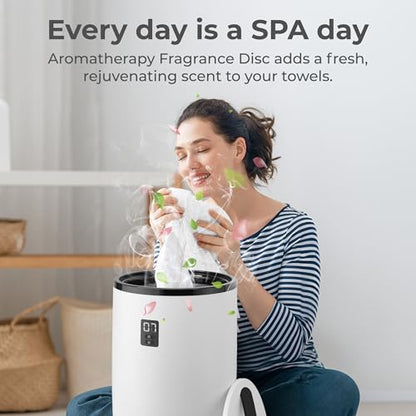 SereneLife Towel Warmer Bucket Style – Portable Blanket Heater for Spa and Bathroom, Large Capacity, Customizable Fragrance, Auto Shut-Off, Fits 2 Large Towels or Blankets, One-Touch Control, Black - color: Black