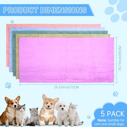 5Pcs 29.5 x 13.77'' Cat Towels Microfiber Pack Bulk, Quick Drying Absorbent Pet Puppy Towels for Pet Kitten Grooming，Hair Drying Small Puppy Dog，Bathing Shower