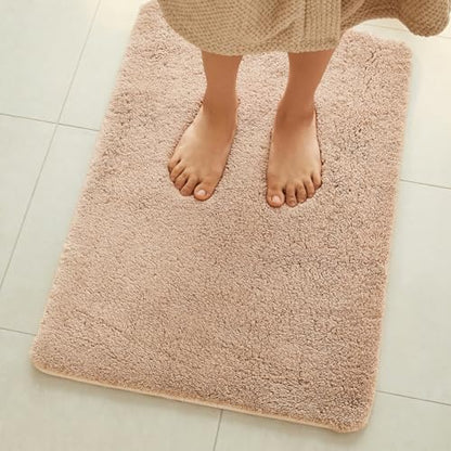 TYUU Bathroom Runner Rug, Ultra Soft Long Bath Mat Machine Washable Super Absorbent Quick Dry Bathroom Runner Rugs 24 x 60 Non Slip, Beige 24" x 60" - color: Beige, size: 24" x 60"