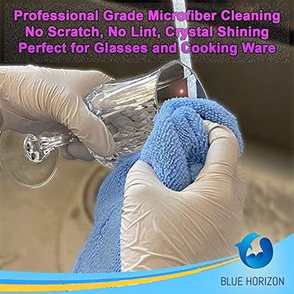 Microfiber Cleaning Towels, Pack of 24, Ultra Soft Plush Washcloth, All Purpose Premium Microfiber Detailing Cleaning Cloths Reusable Shop Towels (16" x 16", Sky Blue) - color: Sky Blue