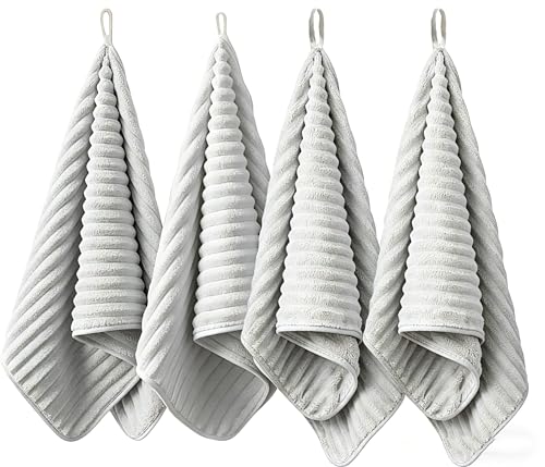 4PCS Gray Microfiber Hand Towels for Bathroom Christmas Decorations Quick Dry Small Towel Set for Bathroom Kitchen 14 x29.6inch - color: Gray