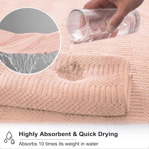 8 Pcs Pink Oversized Bath Towel Set-2 Extra Large Bath Sheets,2 Hand Towels,4 Washcloths-600GSM Soft Highly Absorbent Quick Dry Beach Chair Towels - color: Pink, size: 8 Pcs Towel Set