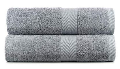 BY LORA 660 GSM Bath Sheet Set of 2, 35 x 65 in Extra-Large Vat-Dyed 100% Ring-Spun Cotton Terry Towel, Hotel Quality, Steel Gray - color: Steel Gray
