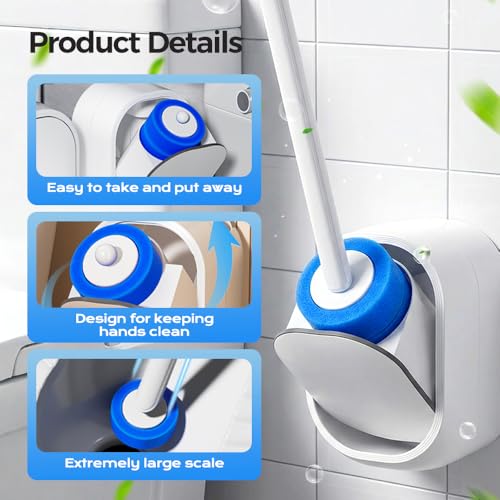 Disposable Toilet Bowl Cleaner Wand, 2026 New Disposable Toilet Brush Set with 18PCS Refills, Cleaning Brush Scrubber Kit for Bathroom, Toilet Cleaning System for Deep Cleaning(18 Pcs Refills) - color: White 18 Pcs Refills